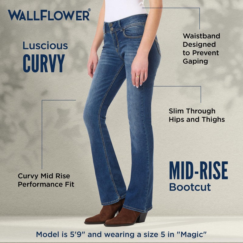 WallFlower Women's InstaStretch Luscious Curvy Bootcut Jeans, Magic, 9 - Image 4
